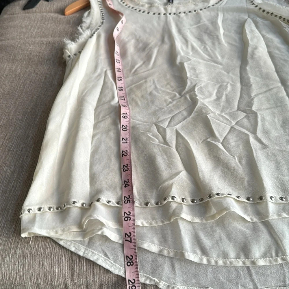 mango MNG CASUAL sleeveless raw edge studded layered top cream color size XL - Picture 8 of 10